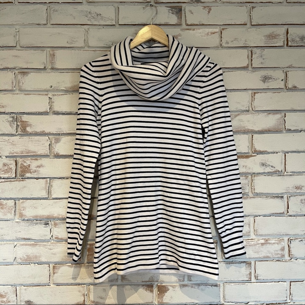 French Connection stripe cowl neck tunic sweater size small